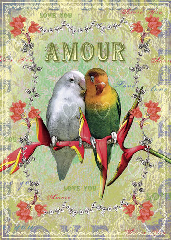 Amour Budgies Greeting Card